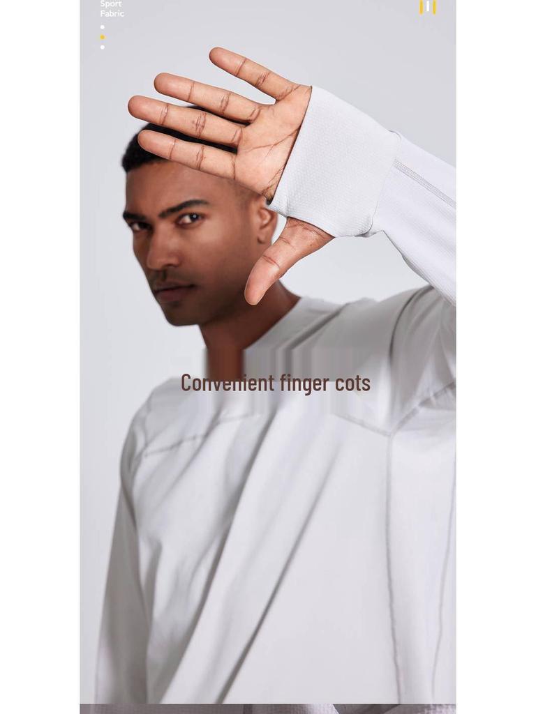 Men's Autumn Quick-Dry Long Sleeve Solid Pullover with Zipper for Sun Protection