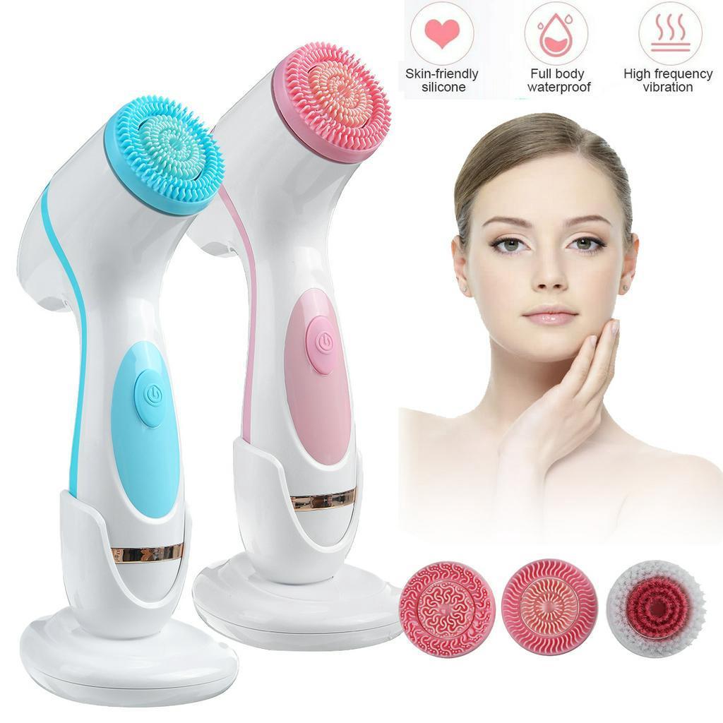 2 Modes USB Rechargeable Face Washing Brush Device Frequency Silicone Facial Cleansing Brush Blackhead Removal Acne Cleanser Machine 3V