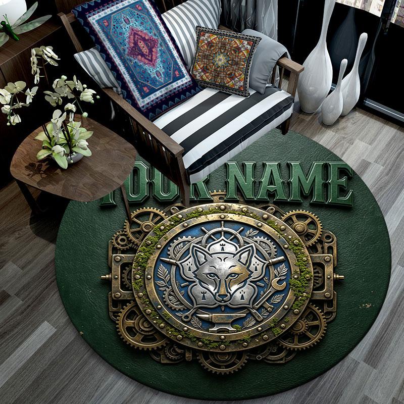 Custom Name,Leicester City pattern round rug,Carpet Rug for Living Room Bedroom Playroom ,Non-slip Floor Mat,Holiday Gifts and Birthday Gifts.