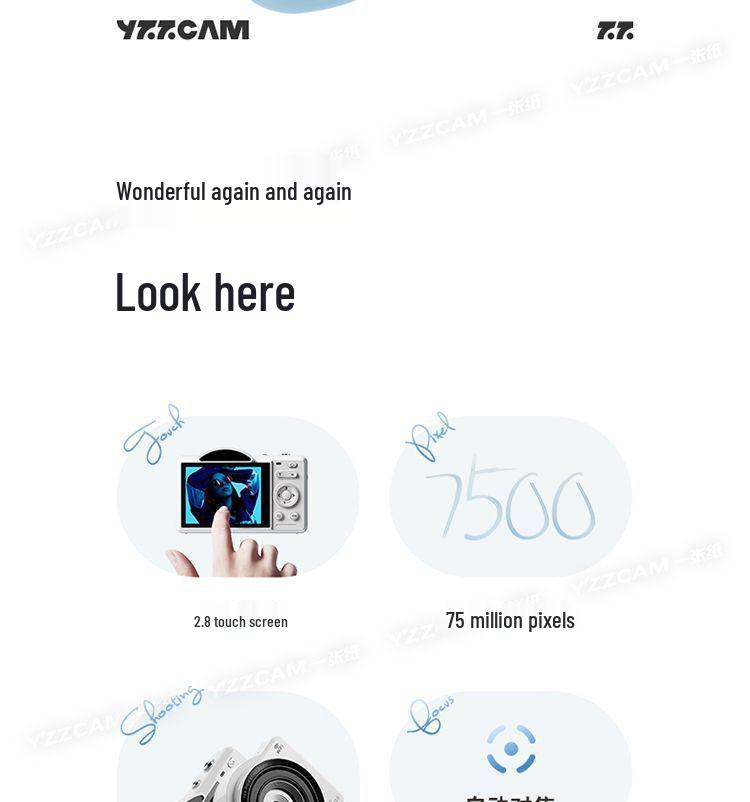 Studentische Dual-HD-Touchscreen-Kamera mit Front- und Rückkamera, WLAN und Selfie-Funktionen