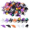 50Pcs Halloween Spider Skull Bat Ring Assortment Costume Prop - Creepy Crawly Party Favors Treats and Cupcake Toppers Decor