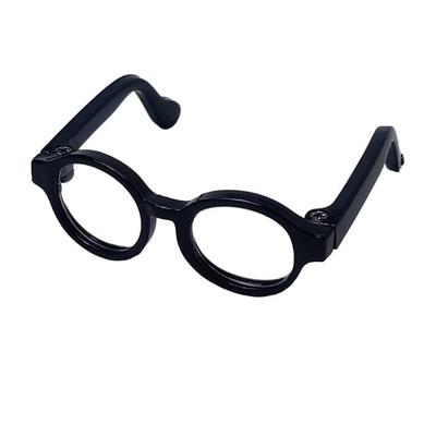 [DOYOUCOTO] Plushie Glasses for Plushies, Mini Plushies, Round Glasses, Mini Doll Parts, Small Pet Figure, Handmade Material (Black, 4.5cm)