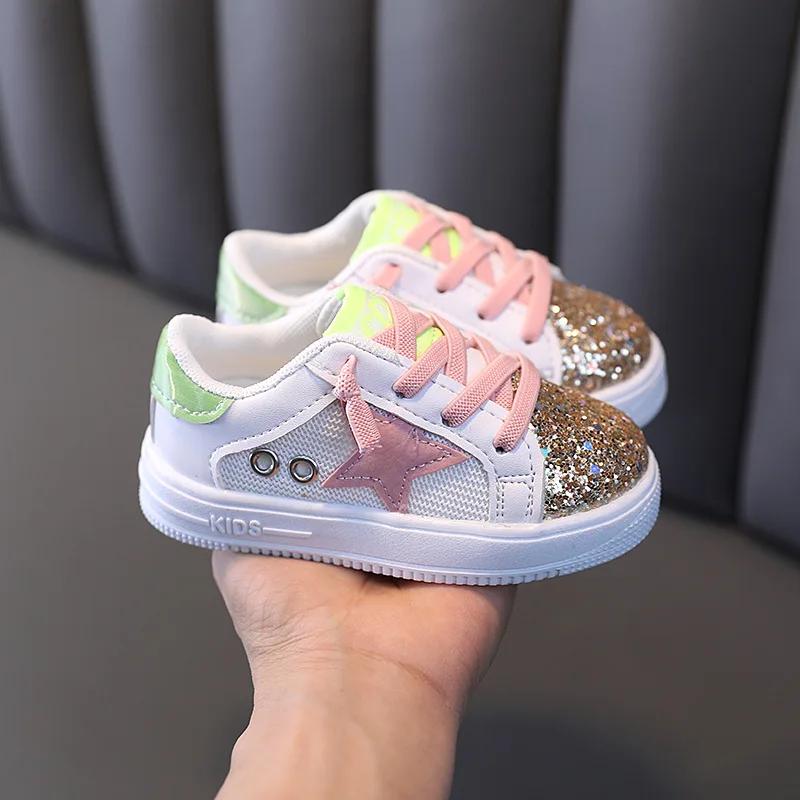 

Children s Casual Shoes For Girls Baby Sneakers Toddler Air Mesh Sport Shoes Infant Sequined Shell Shoes Kids 2-8Y Spring Autumn 23