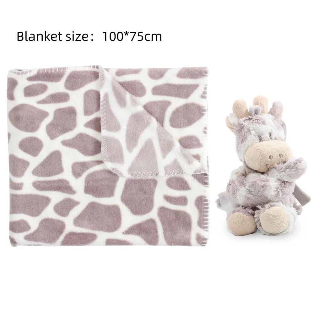 2pcs/set Stuffed Animal Plush Baby Blanket 75*100cm Baby Gift Newborn Baby Sleeping Blanket Bunny Design Flannel