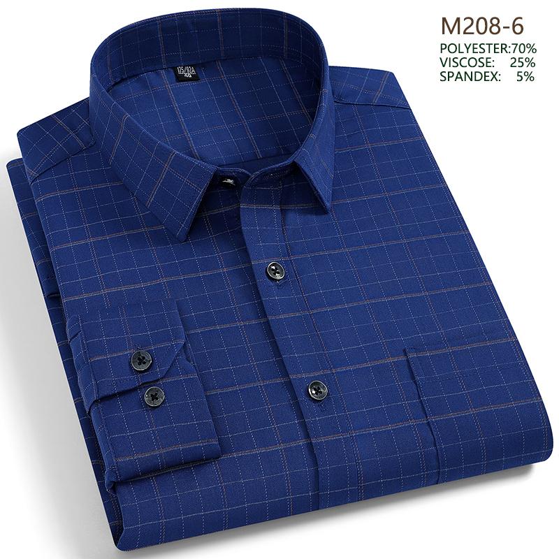 Men's Long Sleeve Shirt Non Ironing Plus Size Plaid Stripes Business Casual Dress Shirt Stylish Office Wear For Elegant Men