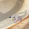 Pink diamond bow ring, women's light luxury temperament index finger ring, niche design, high-end fashion ring
