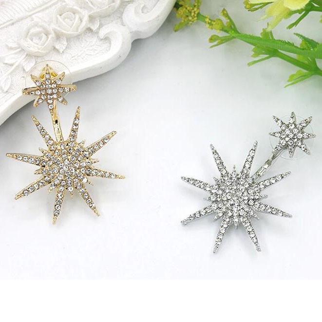Trendy Alloy Star Shaped Earrings Fashionable Rhinestone Studs 2022 Spring Style