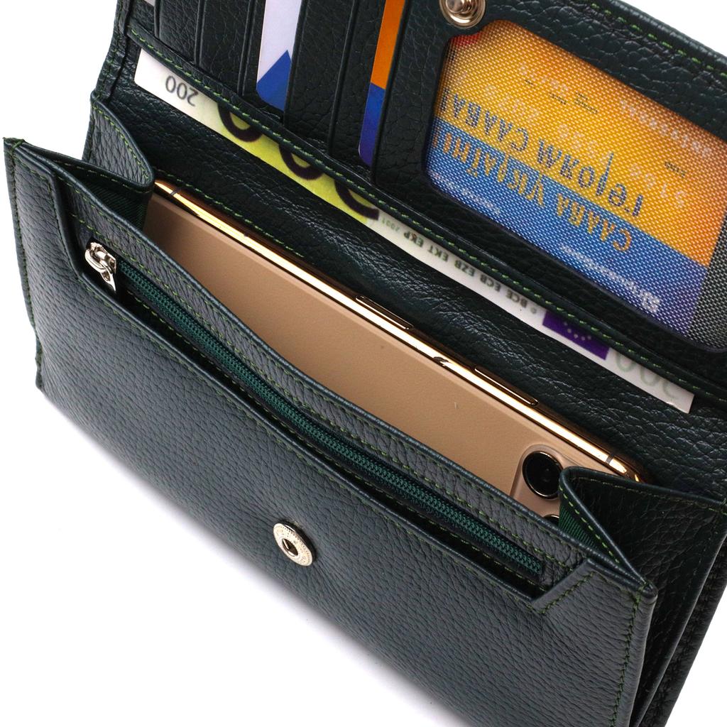 Practical Women's Wallet Made of Genuine Leather Flotar CANPELLINI 21854 Green