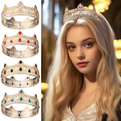Męska Złota Korona Królewska Tiara Dorosła Korona Urodzinowa Halloween Scena Występ Operowy Unisex