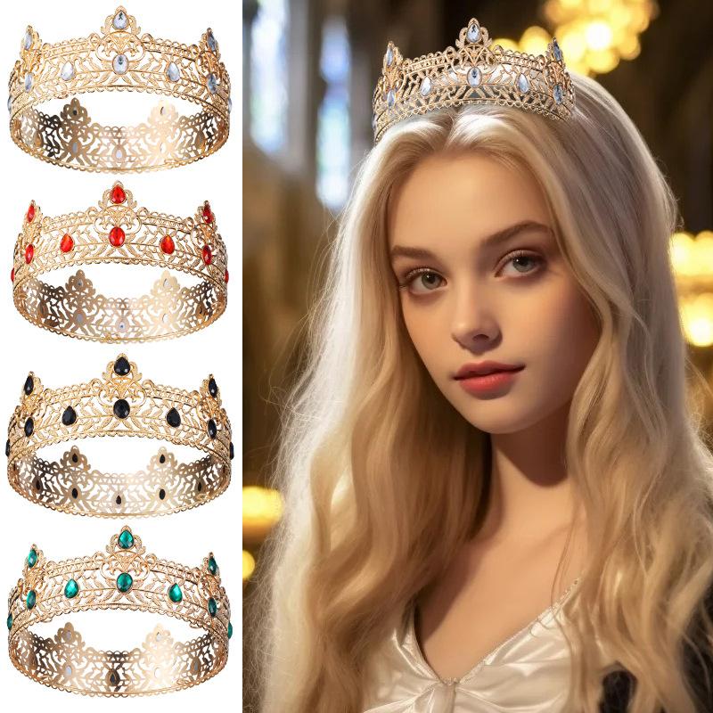 Men's Golden King Crown Tiara Adult Birthday Crown Halloween Stage Opera Performance Unisex