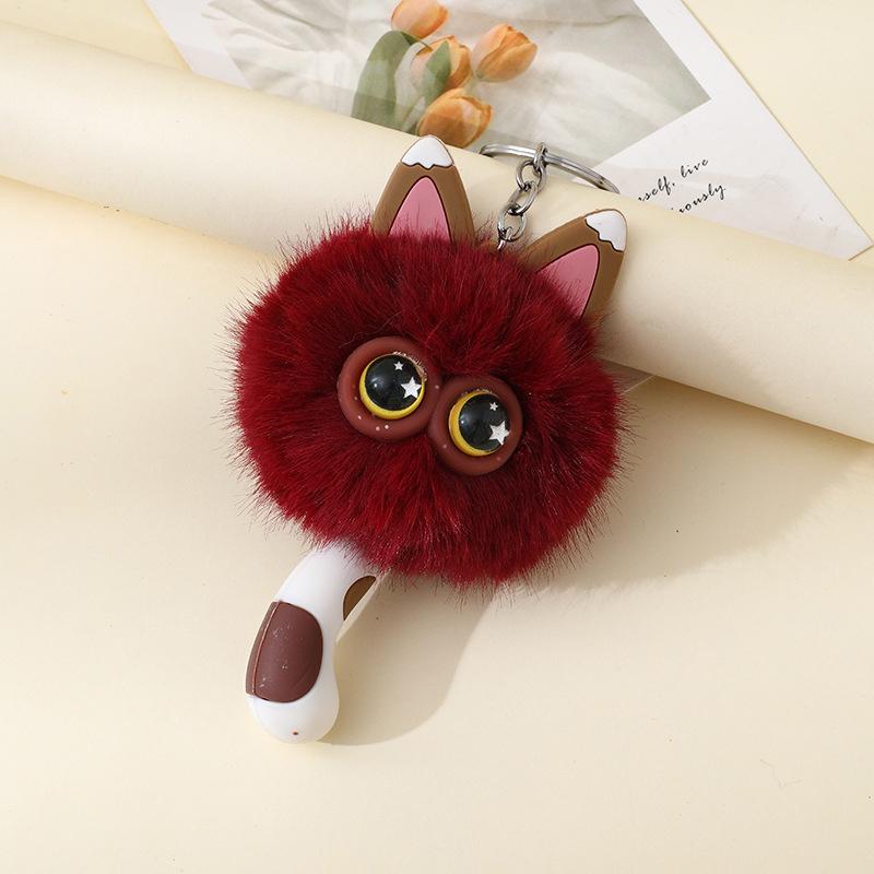 Cute Plush Toy Cat Doll Keychain Fluffy Soft Anime Stuffed Key Ring Backpack Bag Pendant Lovely Gift