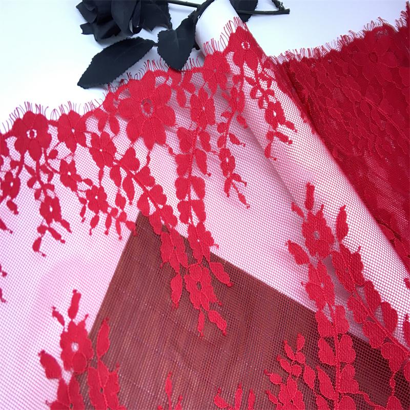 3m X 30cm Red Chantilly Lace, Inelastic Nylon Eyelash Lace Fabric  for Sewing, Bra, Underwear, Lingerie, Dress, Garment, Crafting