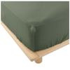 Drap Housse - Double Gaze De Coton - 160 X 200 Cm - Kaki - 30 Cm De Bonnet