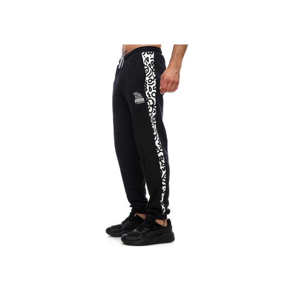 Puma Side Letter Print Casual Sport Drawstring Pants Men Bottoms Black 59865051