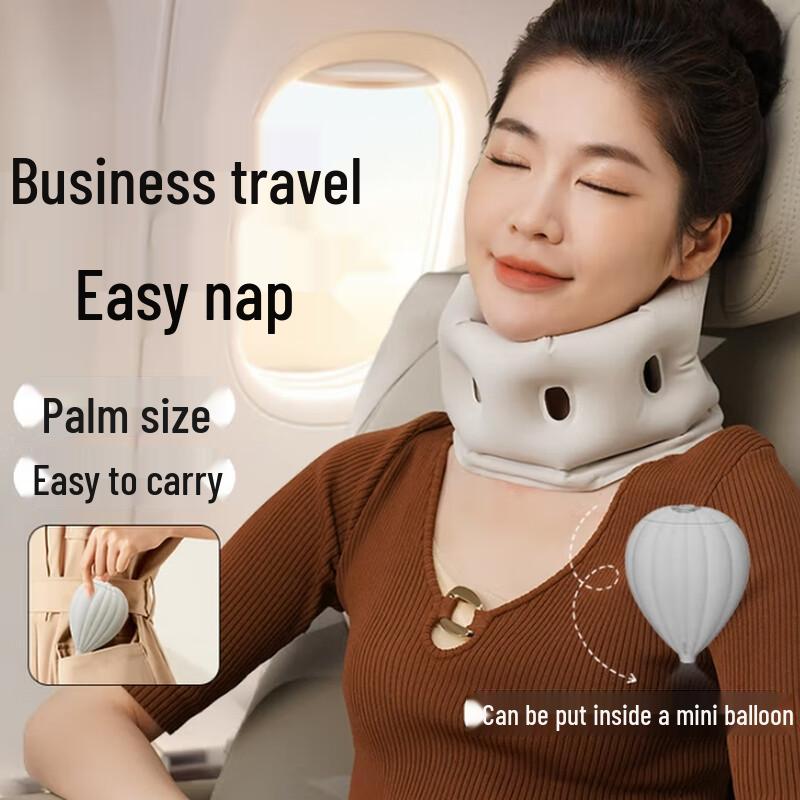 Hozone Portable Inflatable Neck Pillow & Blackout Eye Mask Travel Set
