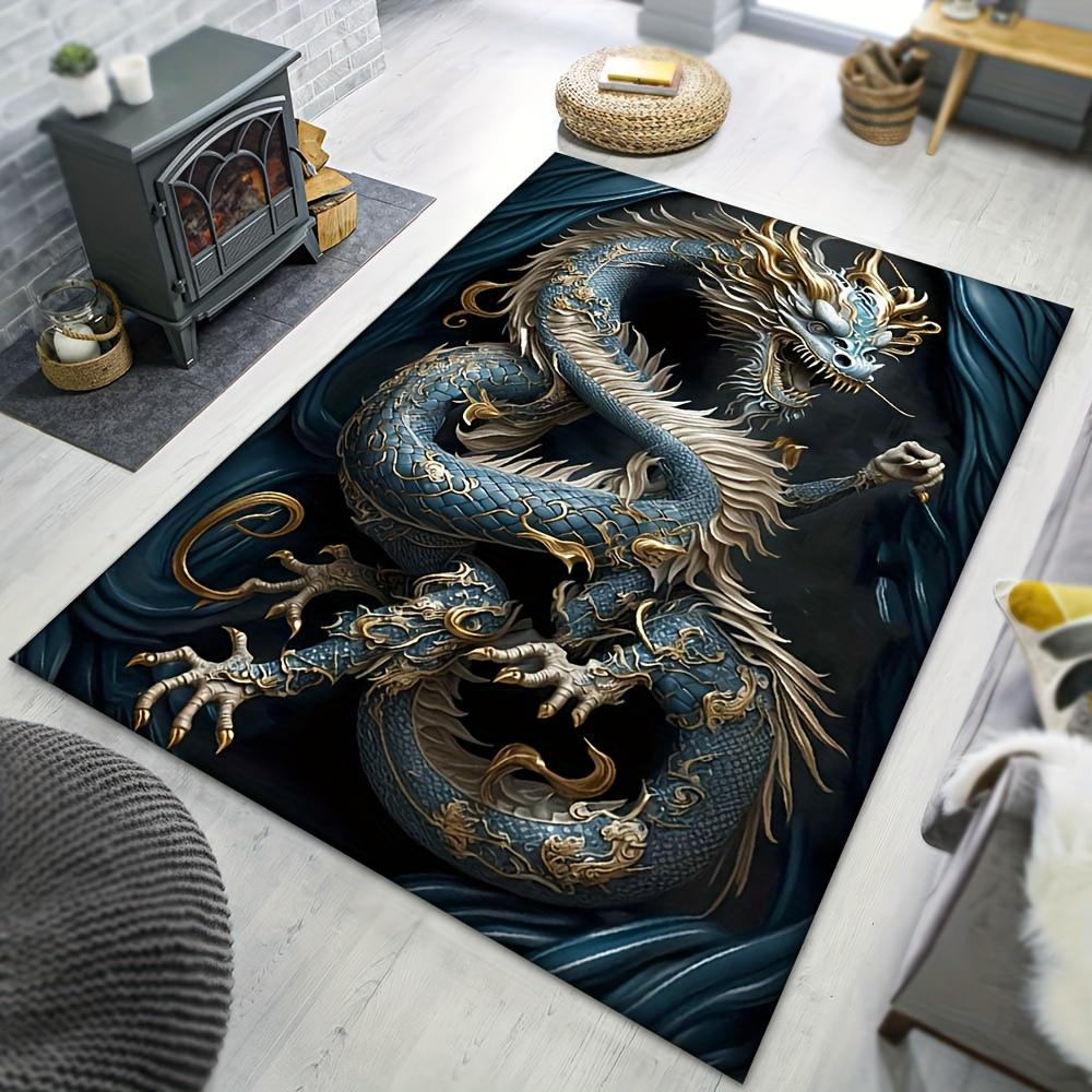 

1pc Cool Dragon Pattern Carpet, Area Rug For Living Room Bedroom Room Bed Chair Laundry Entryway Corridor Yard Non-slip Outdoor Camping Rug 60cm by 90cm