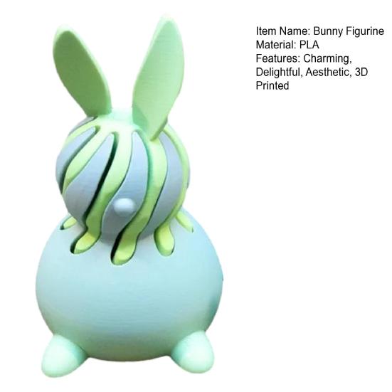 3D Printed Spiral Rabbit Figurine Easter Small Bunny Decoration for Home Office Desk Bookshelf Decor
