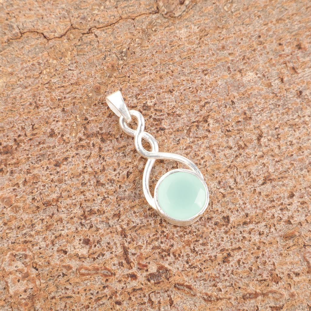 Aqua kalsedon Håndlagde edelstenssmykker, 925 sterling sølv anheng Unik design smykker, For kvinner