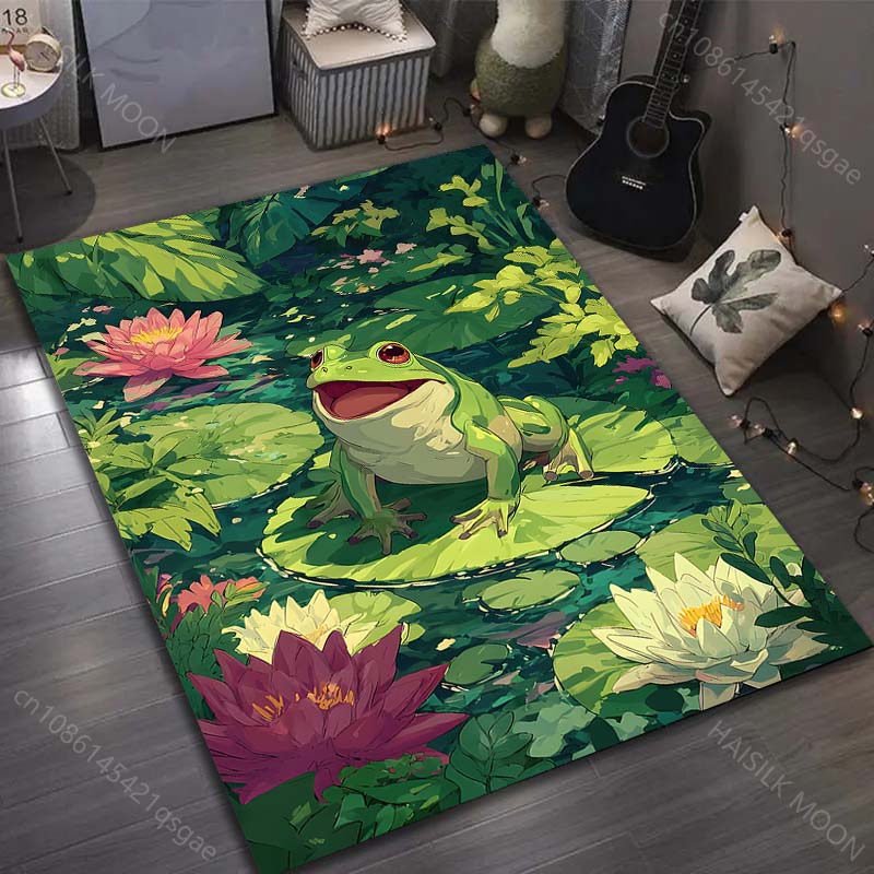 

1PC Frog lotus pond nature Carpet for Living Room Bedroom Sofa Home Decor Rus Non-slip Floor Mat Luxury Gift 40cm x 60cm