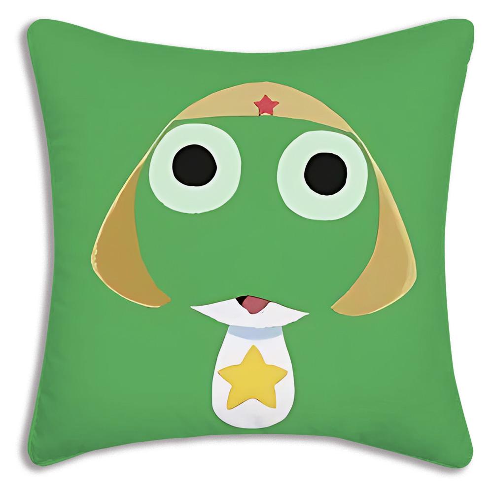 Hot Gunsous K-Keroro frog Pillow Covers Cartoon Sofa Decorative Home Double-sided Printing Short Plush Cute Cushion Cover