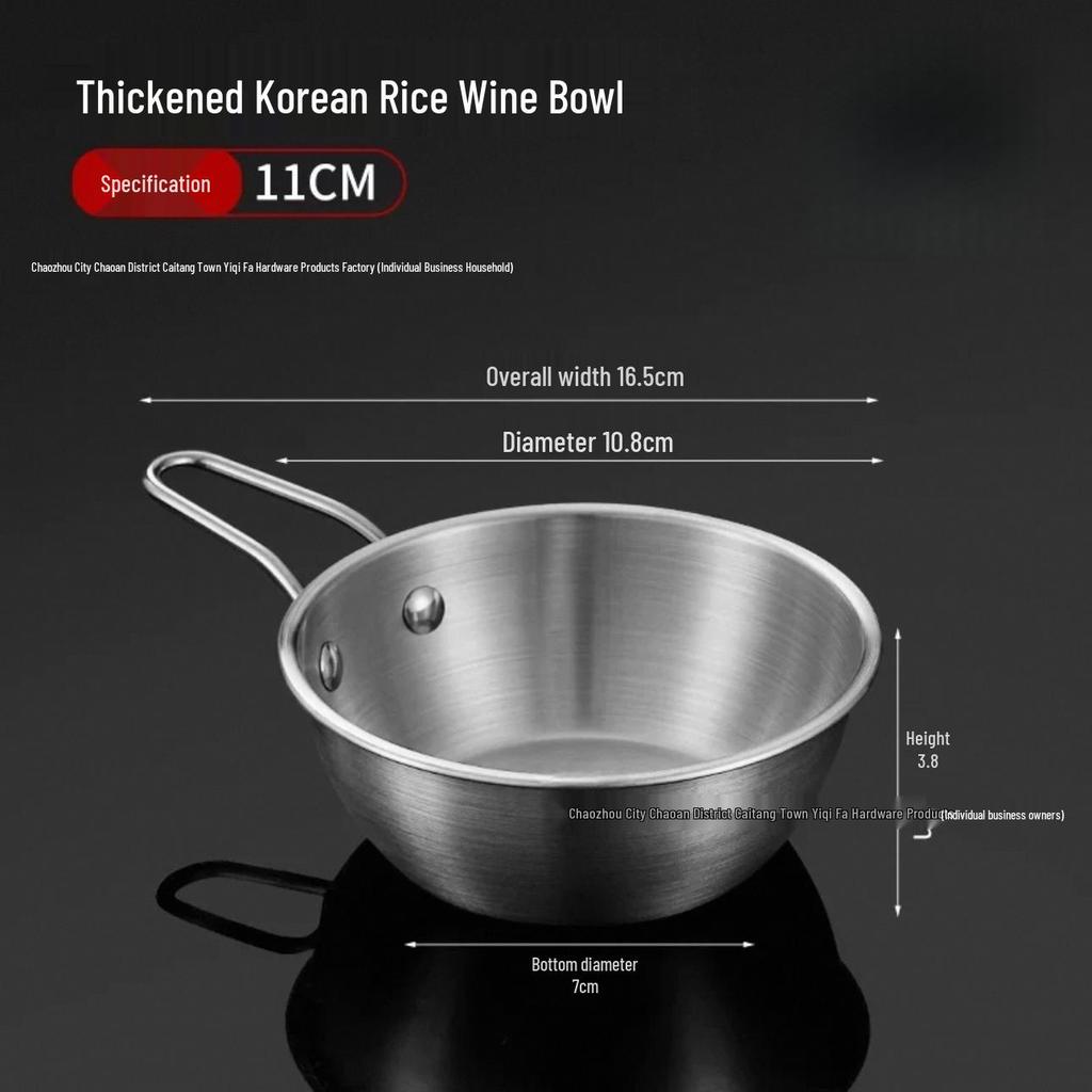 Korean Style Stainless Steel Bowl with Handle for Cooking, BBQ, Seasoning, Instant Noodles, Bibimbap, Cereal, and Outdoor Camping.