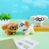 Cartoon Cute Plush Glasses Puppy Keychain Soft Stuffed Dog Bag Pendant Ornaments Car Keyring For Women Girl Teen Party Gift