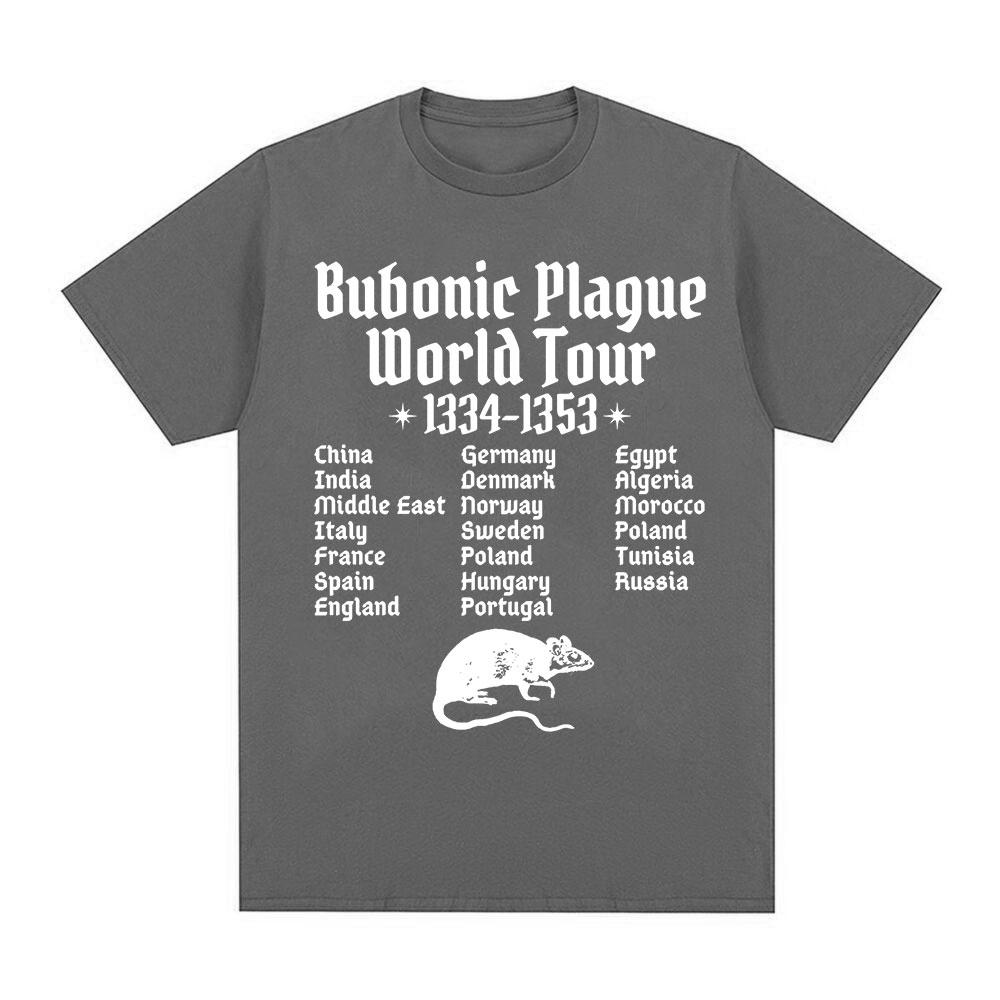 Bubonic Plague World Tour T-shirt Men Women Funny Mouse Rat Meme Gothic T Shirt Vintage Casual Oversized T Shirts Streetwear