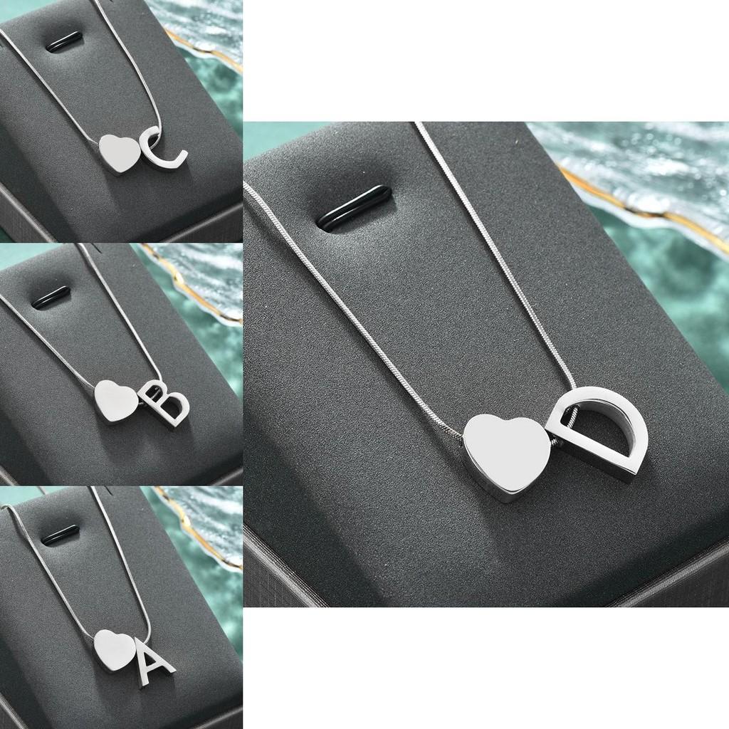 Elegante Colar com Pingente de Coração com Alfabeto Personalizado em Aço Inoxidável para Mulheres