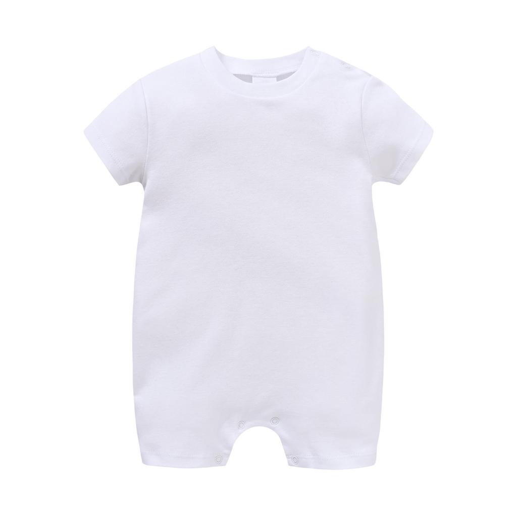2025 Summer Baby Girl Short Sleeve Solid Color Romper