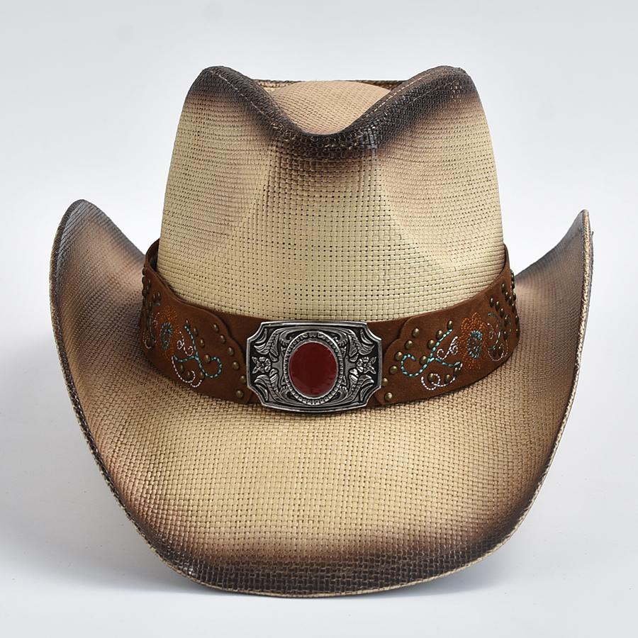 Cappello Western da Cowboy in Paglia Estivo per Uomo Donna Viaggio Outdoor Jazz Spiaggia Cappello da Sole sombreros de vaquero