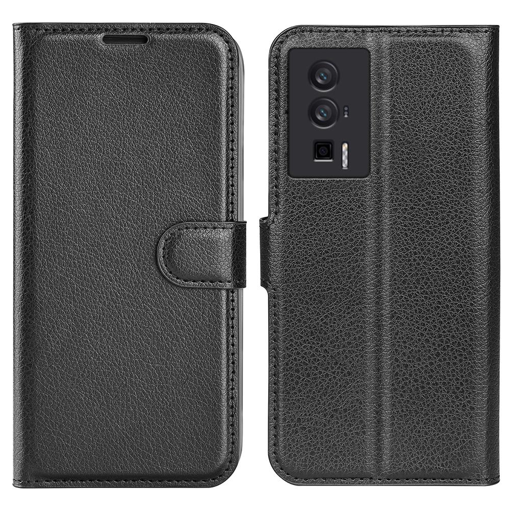 

Smartphone Case For Xiaomi Poco F5 Pro 5G/Redmi K60 Pro 5G/K60 5G Litchi Texture PU Leather Wallet Shockproof Phone Cover Black