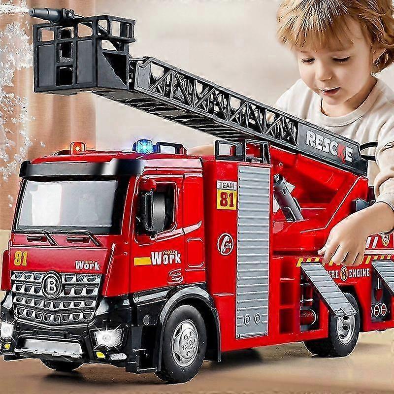 Alloy Fire Truck Model Toy with Simulation Sound for Boys 30cm