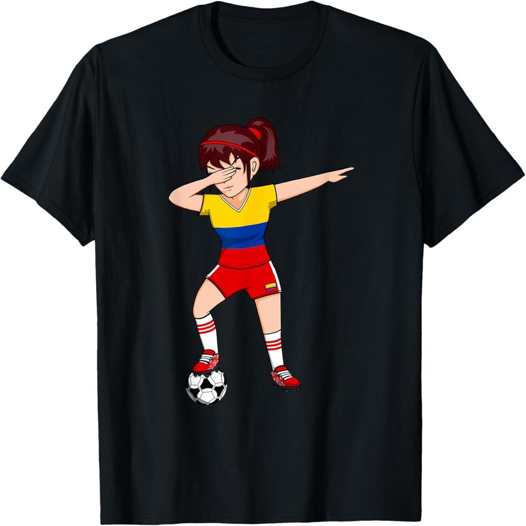 Dabbing Soccer Girl Colombia Jersey Colombian Football Fans T-Shirt