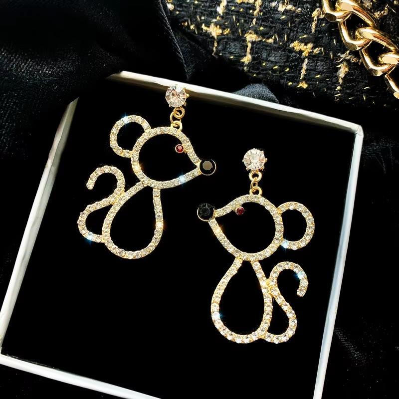 New Crystal Hanging Earrings for Women Korean Fashion Tassel Earrings Gold Color Metal Thread Dangle Earrings for Female