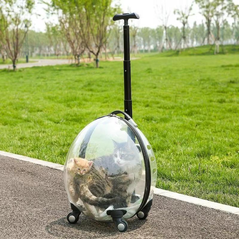 carrinho pet Large Size Luxury Dog Cat Wheeled Trolley Outdoor Transparent Pet Case Pet Carrier for Trolley