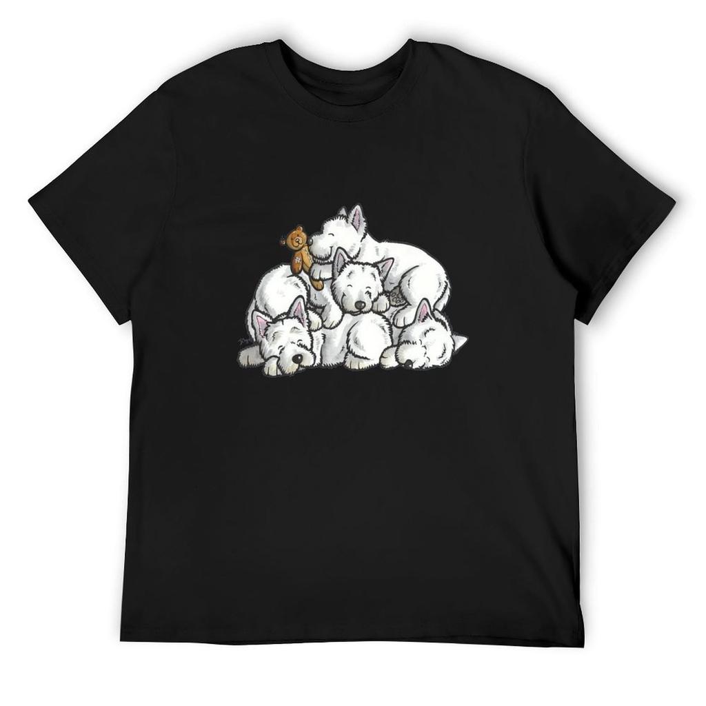 Sleeping pile of Westies T-Shirt aesthetic clothes Man t-shirt luxury designer korean fashion tee shirts for men