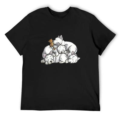 Sleeping Pile of Westies T-Shirt Aesthetic Clothes Man T-shirt Luxury Designer Korean Fashion Tee Shirts for Men