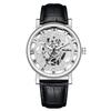 Men's Transparent Bottom Hollow-Out Leather Strap Quartz Watch