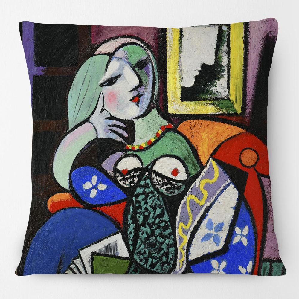 European Abstract Art Picasso Portrait Painting Cushion Cover Decorative Pillows For Sofa XCM 40x40cm16x16in
