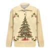 Men's Christmas Cotton Pullover Long Sleeve Outdoor Shirt Vintage Corduroy Button Stand Collar Shirt Casual Sweatshirt Christmas Print Top