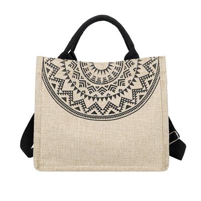 Casual Linen Handle Bags Female Large Capacity Shoulder Bags High Quality Handbag Totes Summer Beach Bags