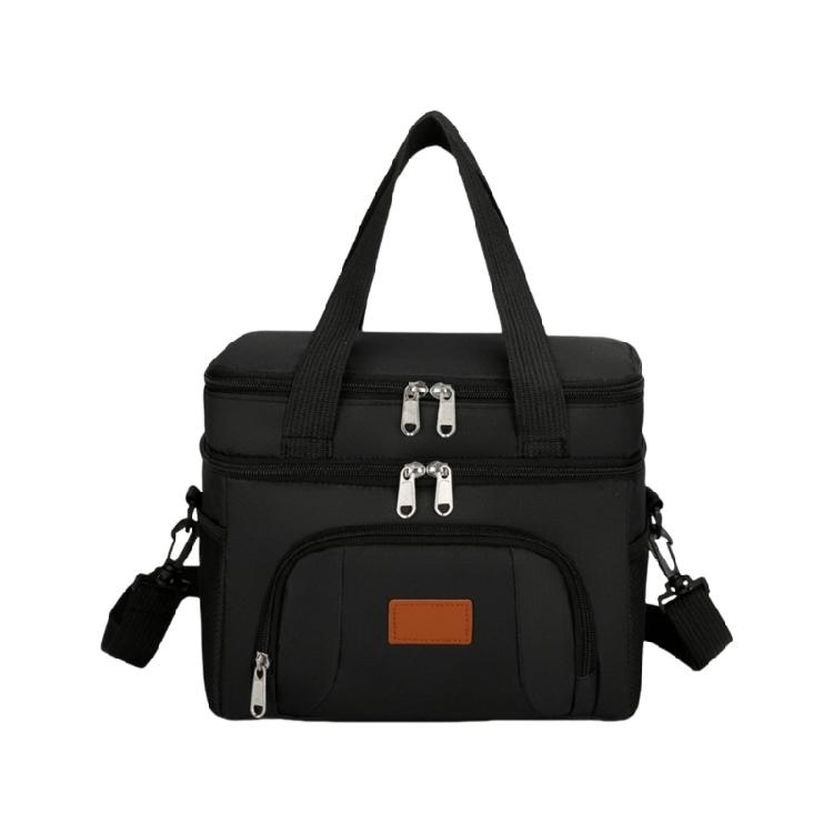 

Spillproof Insulated Meal Bag Lunch Container Double Layer Sections Detachable Adjustable Strap For Outdoor чорний