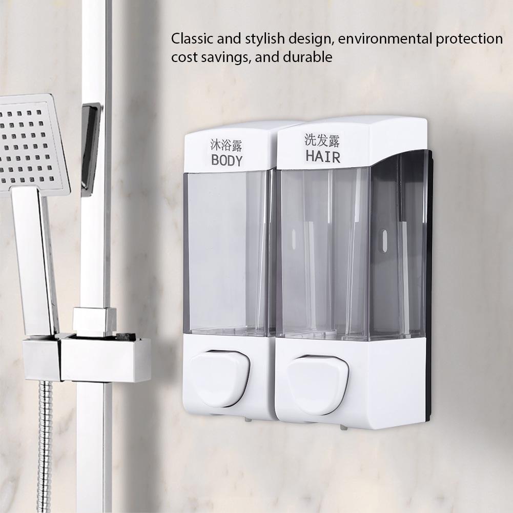 2x350ml Bathroom Wall Mounted Soap Shampoo Box Sanitizer Dispenser Lotion Liquid Pump