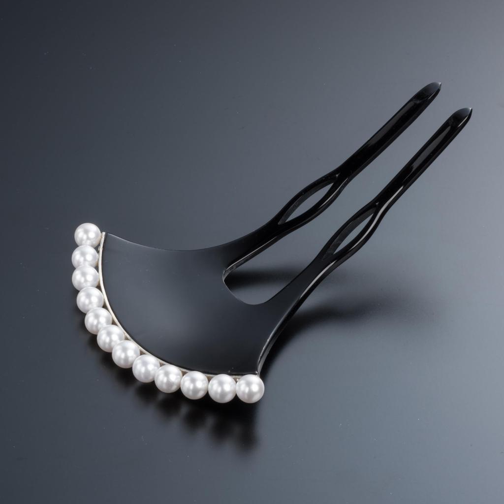 Pearl Hairpin Hair for Kimono Hair Ornament [Sanbi] Ginkgo-shaped [Large] Ornament, Hairpin, Hairpin, Ginkgo-shaped, Entrance/graduation, (gold Line)