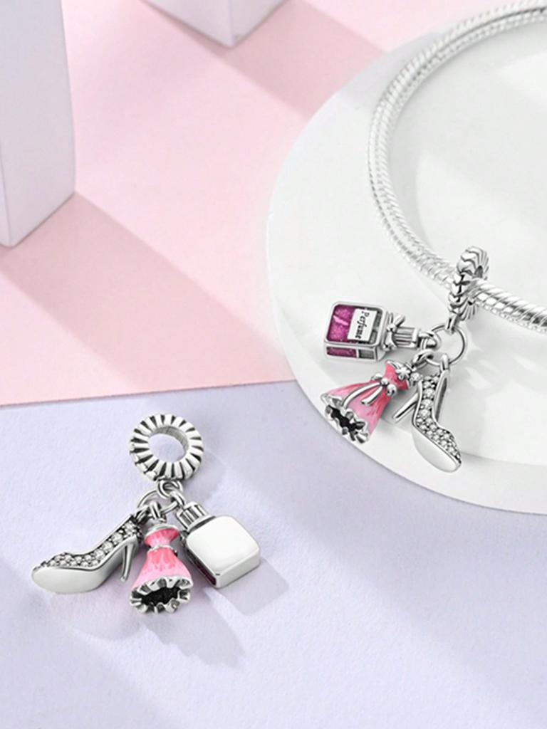 Charms Plata Jupes Femmes Sacs à Talons Hauts Perles Plaqué Cuivre Ajustement Charms Bracelet Original Pour Fabrication de Bijoux Charme DIY