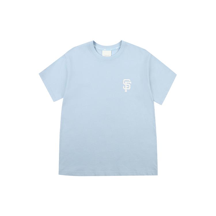 New MLB Base Logo T Shirts Unisex Sky Blue 31TSHP131-14S