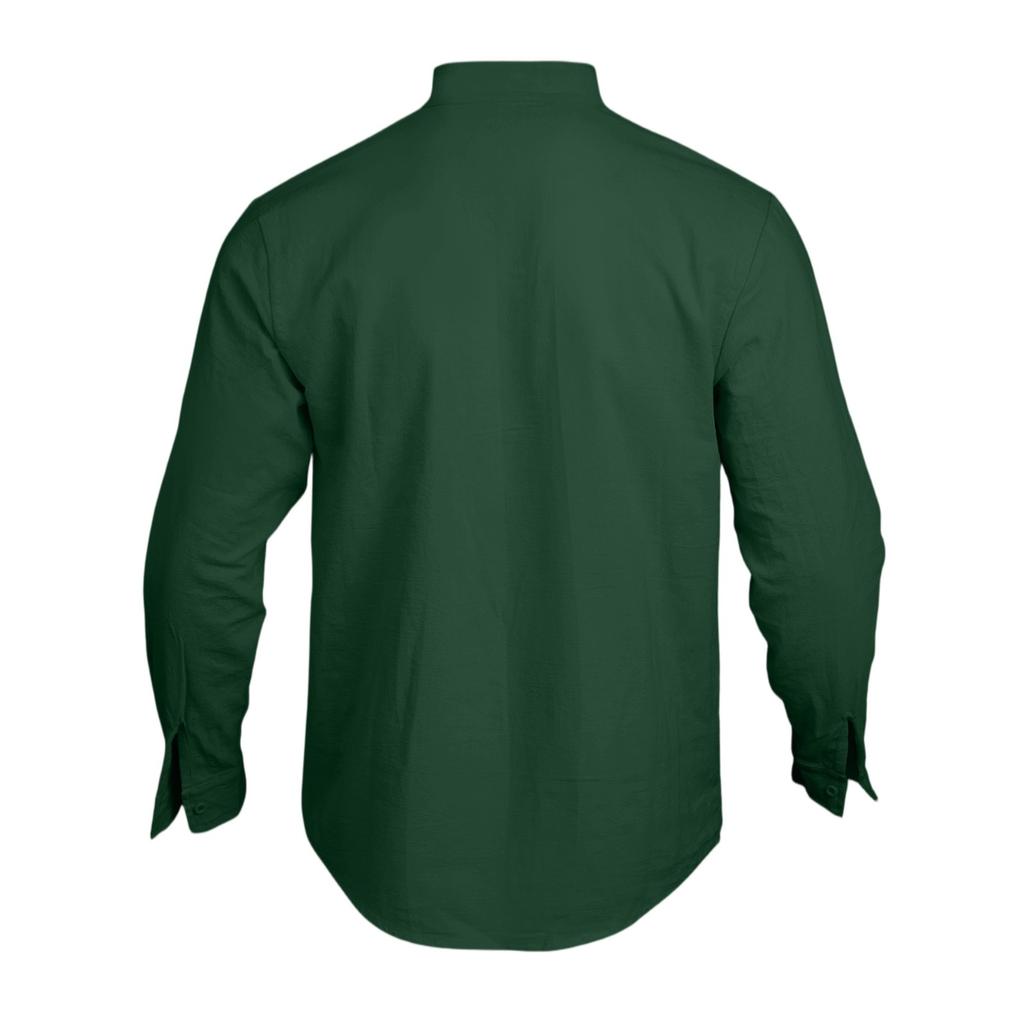 Men's Loose Linen Solid Color Long Sleeved Stand Up Collar Top Men's Casual Shirt