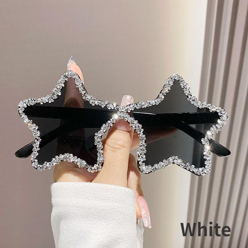 

Солнцезащитные очки в форме звезды для женщин, винтажные блестящие солнцезащитные очки в форме пятиугольника со стразами, персонализированные солнцезащитные очки цвета морской волны As Picture