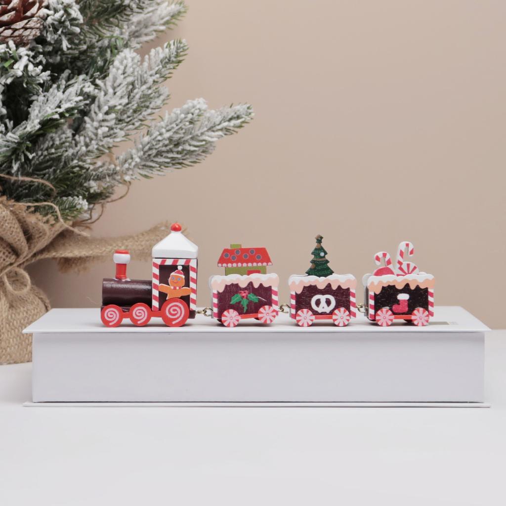 Christmas Train Painted Wooden Christmas Decorations Mini Christmas Tree Train Christmas Table Decorations Party Decorations