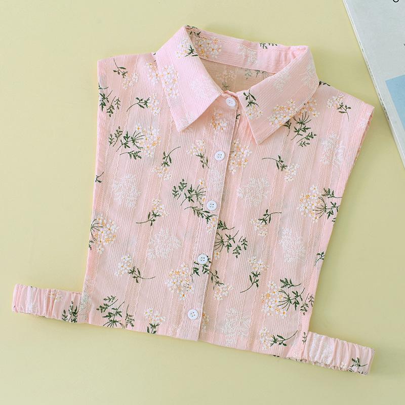 Women Cotton Printed Detachable Lapel Fake Collar Shirt White Ruffles False Collar Woman Removable False Blouse Nep Kraagie